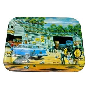 Vintage 1998 Coca-Cola Pamela Renfroe Gas Station Virgil's Shop 17.5"x13" Tray